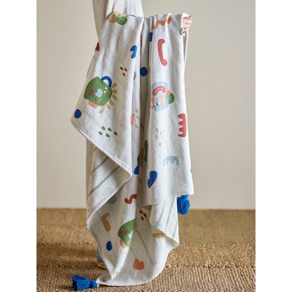 Kremno bela otroška odeja iz recikliranega bombaža 130x160 cm Sylvie – Bloomingville Mini-image-1