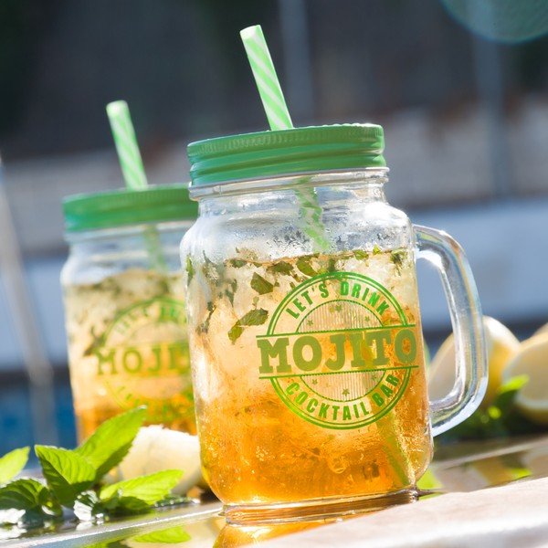 Kozarec s pokrovom in slamico InnovaGoods Mojito, 450 ml-image-1