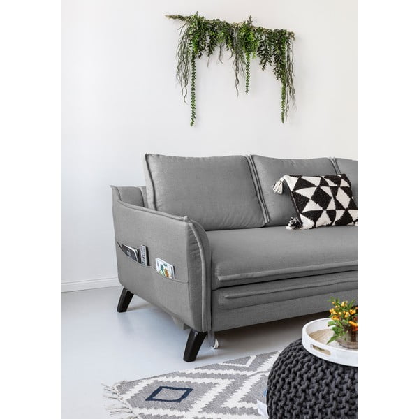 Siva raztegljiva sedežna garnitura Miuform Charming Charlie, desni kot-image-3