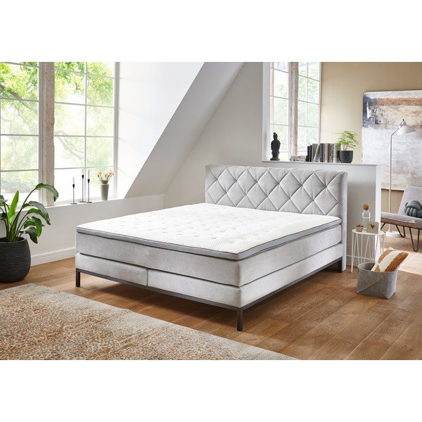 Svetlo siva boxspring postelja 180x200 cm Rockaway – Rojaplast-image-3