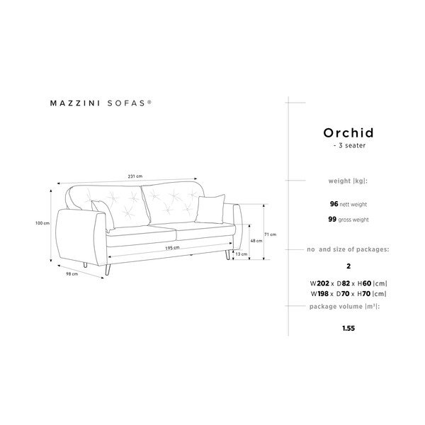 Mazzini Sofas Orchid temno siva trisedežna raztegljiva sedežna garnitura s shranjevanjem-image-2