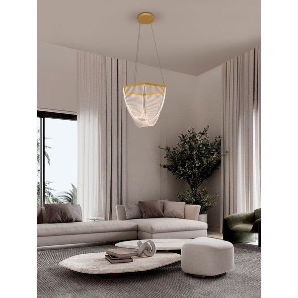 Aluminijasta LED zatemnitvena viseča svetilka v zlati barvi s senčilom iz akrilnega stekla ø 52 cm Valentin – Nova Luce-image-1