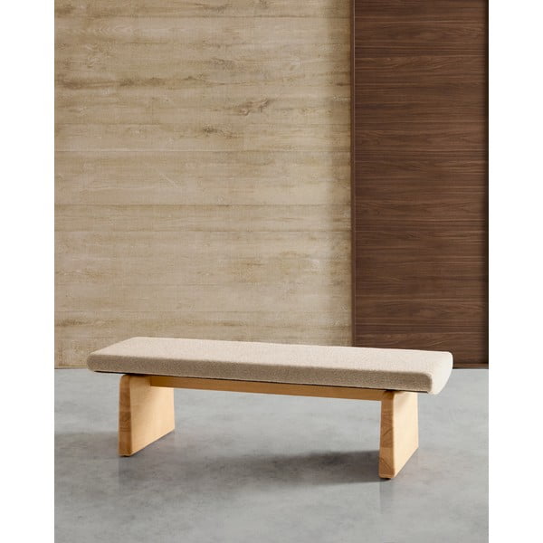 Bež/naraven klop iz šenilje Topaz – Kave Home-image-1