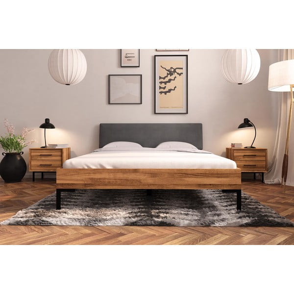 Oblazinjena hrastova zakonska postelja 140x200 cm Abises 1 - The Beds-image-1