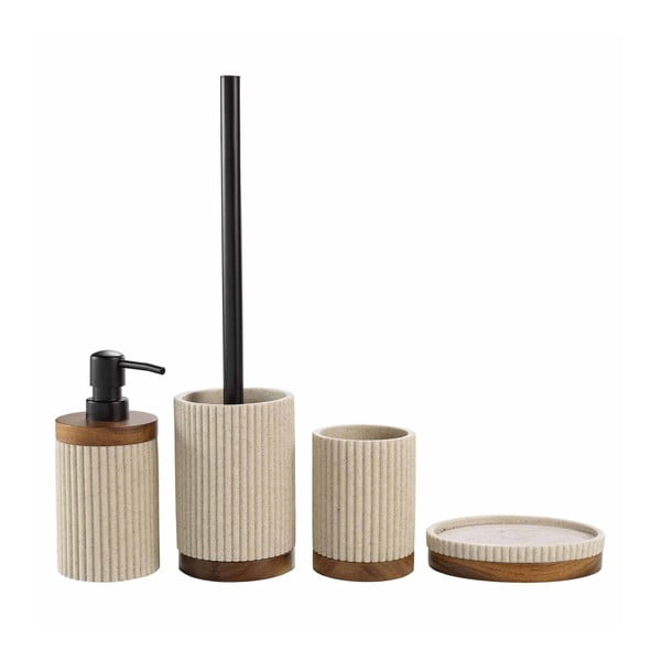 Bež lonček za zobne ščetke iz poliresina Niagara – douceur d'intérieur-image-2