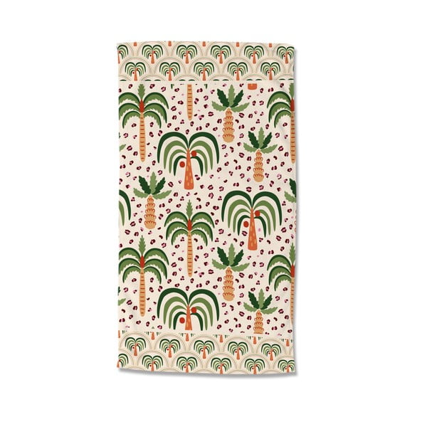 Zelena/bež žametna brisača za na plažo 100x180 cm Cezan – Good Morning