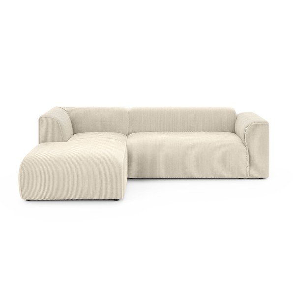 Bež kotna sedežna garnitura iz rebrastega žameta (levi kot/z ležalnikom) Merid  – Ropez