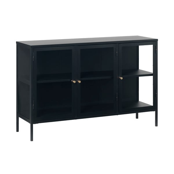 Črna kovinska vitrina 132x85 cm Carmel – Unique Furniture-image-3