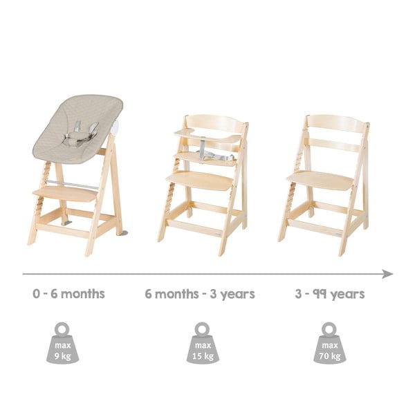 Bež/naraven otroški stol za hranjenje Born Up 2in1 Luxe – Roba-image-2