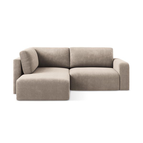 Bež raztegljiva/s prostorom za shranjevanje kotna sedežna garnitura iz šenilje (levi kot/v obliki črke L) Kona – Makamii