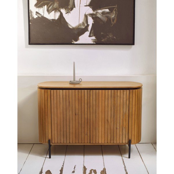 Nizka komoda iz masivnega manga v naravni barvi 120x80 cm Licia – Kave Home-image-1