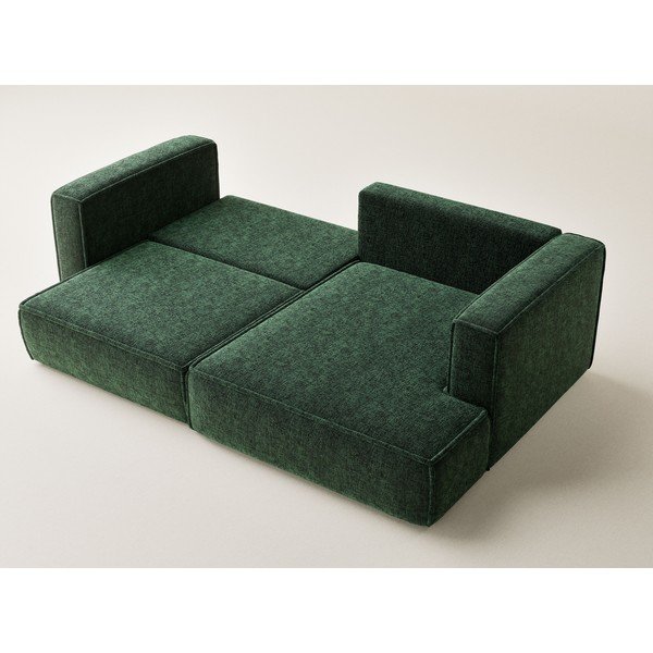 Temno zelena raztegljiva/s prostorom za shranjevanje kotna sedežna garnitura iz šenilje (desni kot/z ležalnikom) Velto – Maison de Rêve-image-3