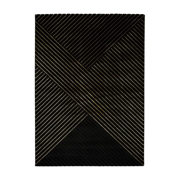 Črna preproga Universal Gold Stripes, 160 x 230 cm