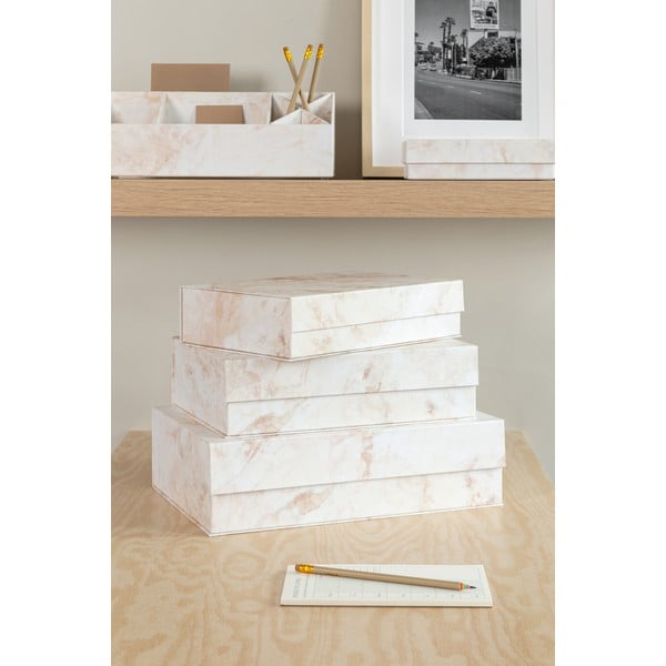 Bež kartonaste škatle za shranjevanje v kompletu 3 ks s pokrovom 42,5x29,5x13 cm Kian Paper Laminate – Bigso-image-1