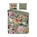 Zelena podaljšana posteljnina za zakonsko posteljo iz bombažnega satena 200x220 cm Fiori – Descanso