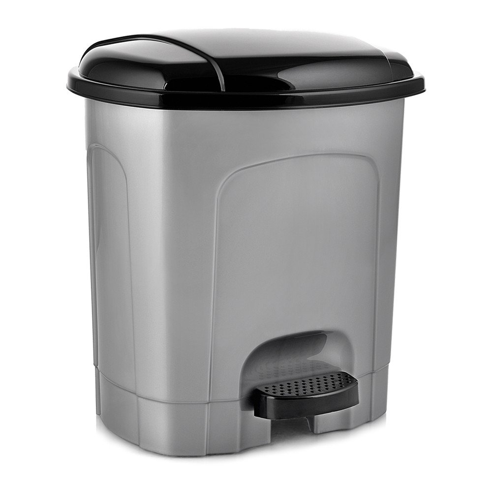 Siv plastičen koš za smeti s pedalom 3 l