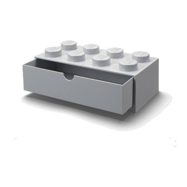 Siva škatla za pisalno mizo s predalom za kocke LEGO®, 31,6 x 11,3 cm-image-3