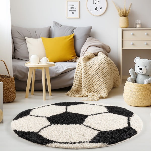 Črno-kremno bela otroška preproga ø 120 cm Fun – Ayyildiz Carpets-image-1