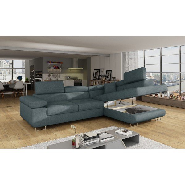 Modra raztegljiva/s prostorom za shranjevanje kotna sedežna garnitura (desni kot/v obliki črke L) Anton – ELTAP-image-4