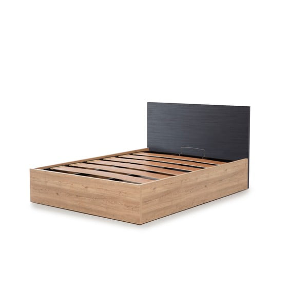 Siva zakonska postelja s prostorom za shranjevanje in letvenim dnom 160x200 cm Kronos - Marckeric-image-3