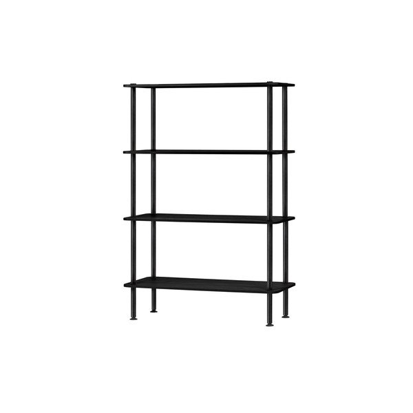 Črn regal v hrastovem dekorju 80x127x35 cm Teidi – noo.ma