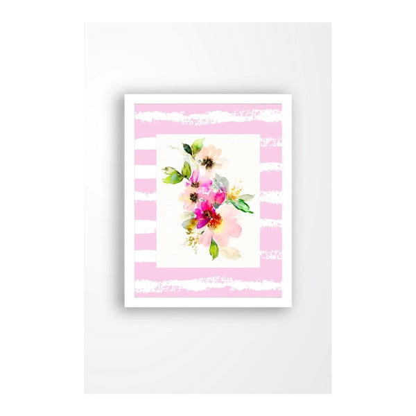 Stenska slika na platnu v belem okvirju Tablo Center Pink Garden, 29 x 24 cm