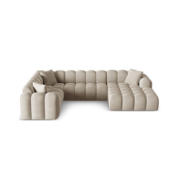 Svetlo rjava kotna sedežna garnitura iz šenilje (levi kot/v obliki črke "U") Treno – Cosmopolitan Design