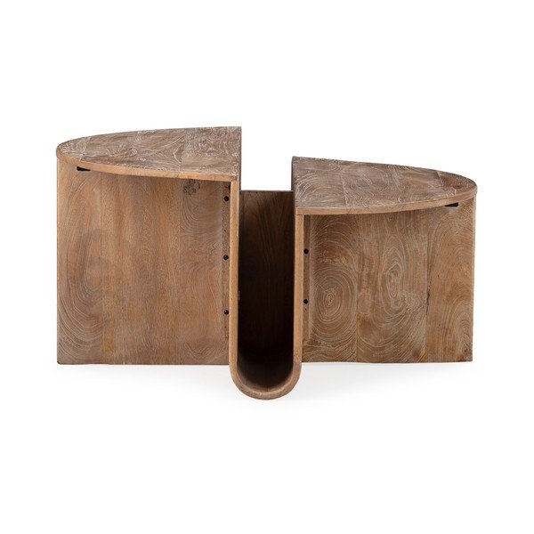 Okrogla klubska mizica iz masivnega manga v temni naravni barvi ø 80 cm Divya – MOME-image-1