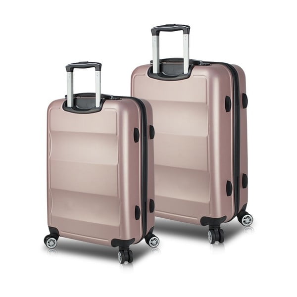 Komplet 2 roza potovalnih kovčkov na kolesih s priključki USB My Valice LASSO Cabin & Medium