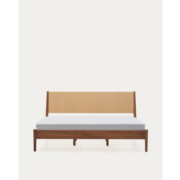 Temno rjava zakonska postelja iz masivnega oreha z letvenim dnom 180x200 cm Elan – Kave Home-image-4