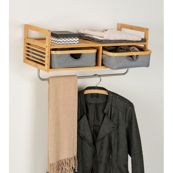 Siva bambusov stenski obešalnik s polico Bahari – Wenko-image-1