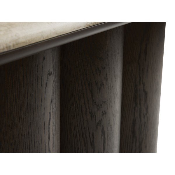 Stranska mizica z marmorno mizno ploščo v temni naravni barvi 38x120 cm Piazze – Unique Furniture-image-2