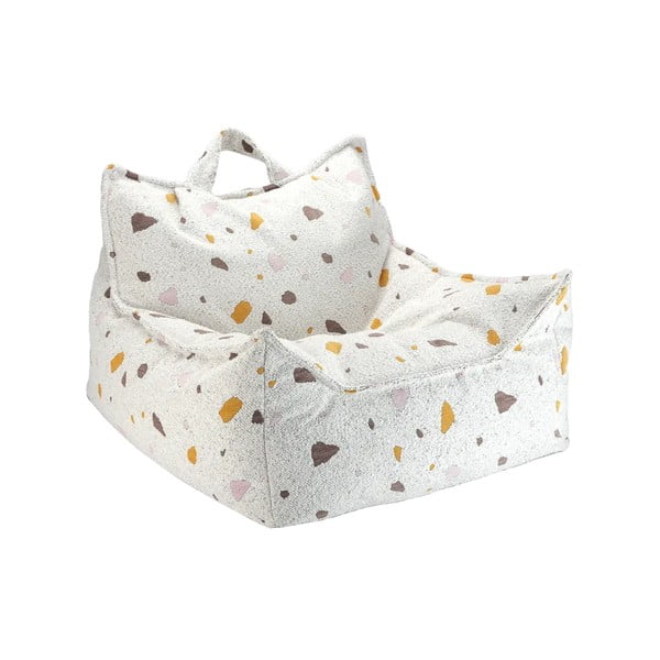 Bela otroška vreča za sedenje iz tkanine bouclé in šenilje Terrazzo Chair – Wigiwama