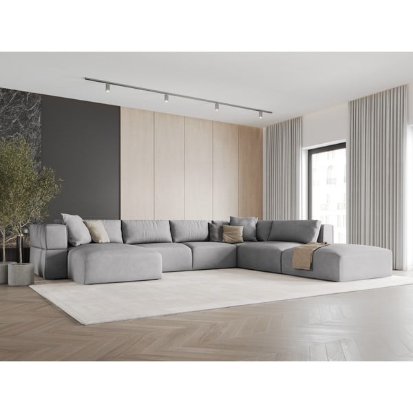 Svetlo siva kotna sedežna garnitura (desni kot/v obliki črke "U") Esther – Milo Casa-image-1