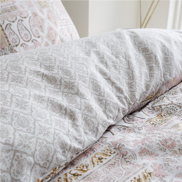 Bež bombažna posteljnina 200x200 cm Iniko Patchwork - Pineapple Elephant-image-4