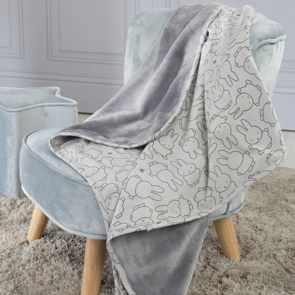 Siva bombažna otroška odeja 80x80 cm Miffy – Roba-image-1