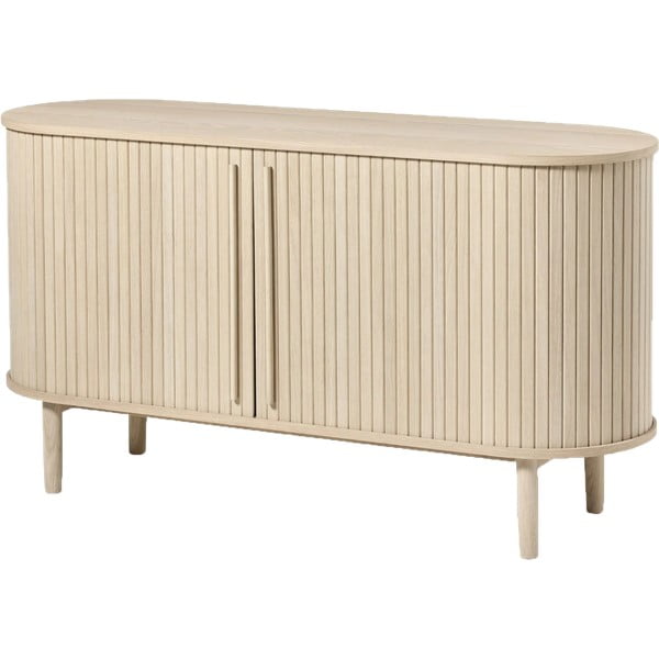 Komoda v hrastovem dekorju z drsnimi vrati v naravni barvi 140x76x45 cm Meta – Unique Furniture
