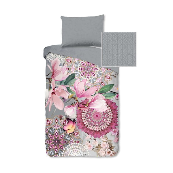 Rožnato-siva flanelna posteljnina 140x200 cm - HIP