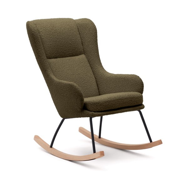 Zelen gugalni fotelj iz tkanine bouclé Maustin – Kave Home