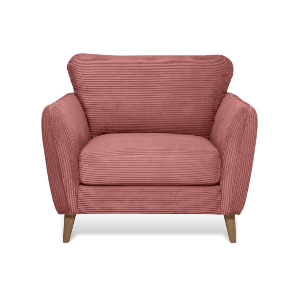 Rožnat fotelj iz rebrastega žameta Paris – Scandic-image-2