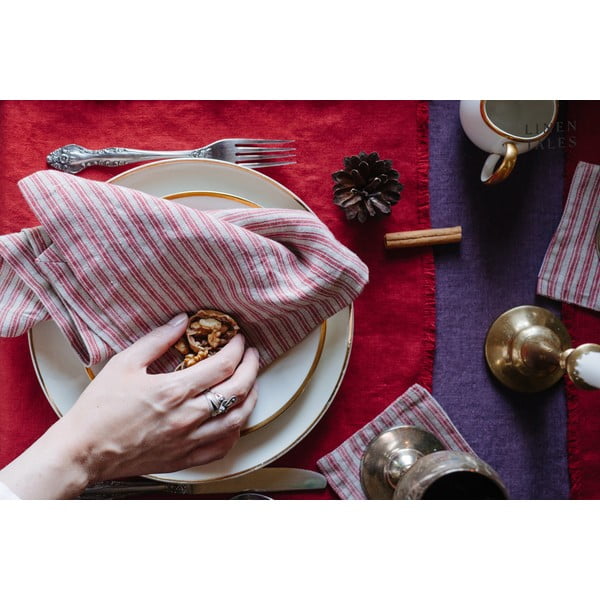 Rdeči podstavki za kozarce v kompletu 4 ks – Linen Tales-image-3