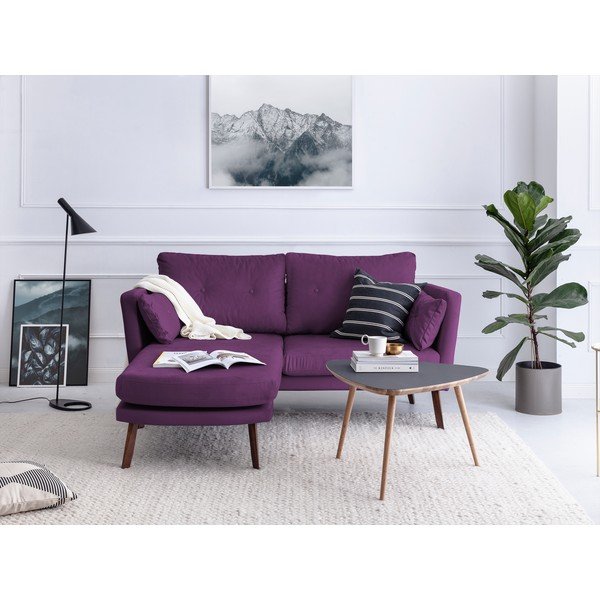 Temno vijolična trisedežna zofa Mazzini Sofas Elena, z ležalnikom na levem vogalu-image-1
