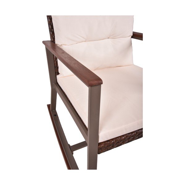 Temno rjav komplet gugalnega stola z mizico iz masivnega lesa Sinaloa – Garden Pleasure-image-2