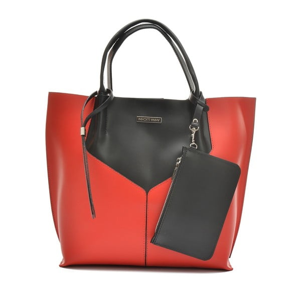 Rdeče-črna usnjena torbica Anna Luchini Tote