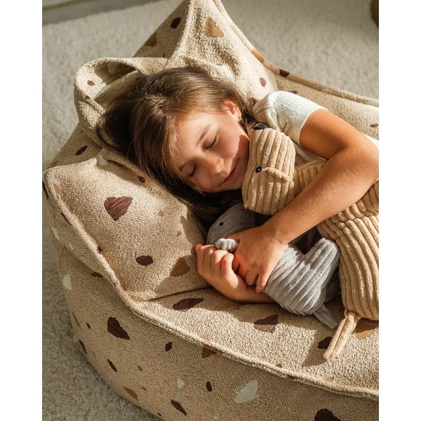 Svetlo rjava otroška vreča za sedenje iz tkanine bouclé in šenilje Terrazzo Chair – Wigiwama-image-4