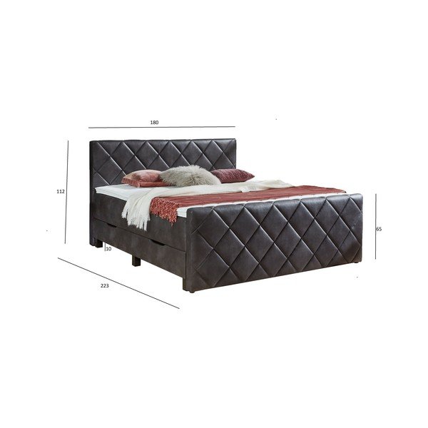 Črna boxspring postelja s prostorom za shranjevanje 180x200 cm Chester – Rojaplast-image-4
