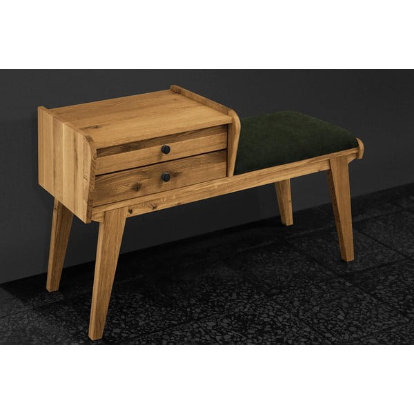 Hrastova klop s predali z zelenim sedežem Retro - The Beds-image-3