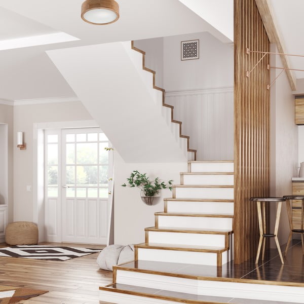 Rjava stropna svetilka s steklenim senčnikom ø 27 cm Eveline – LAMKUR-image-2