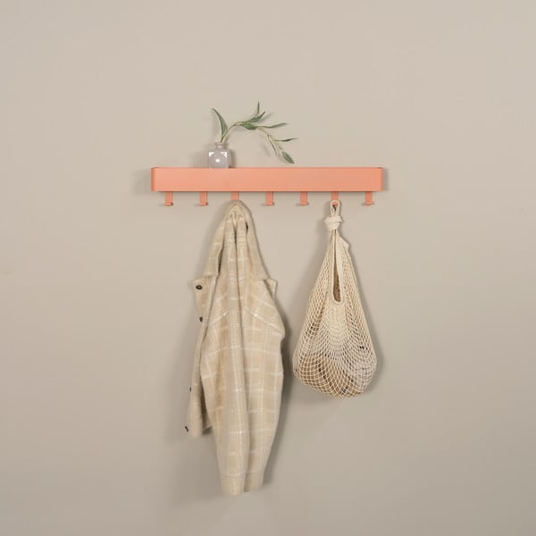 Rožnato-oranžen kovinski stenski obešalnik s polico 72 cm Dax Play – Spinder Design-image-3