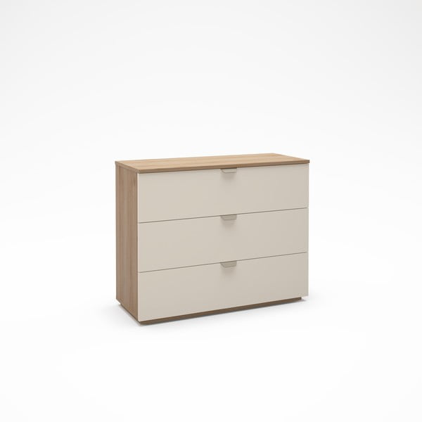 Kremno bela komoda v hrastovem dekorju 100x80x40 cm Dennis – Marckeric-image-3